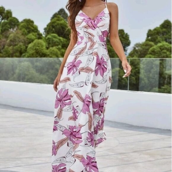 PREMIUM BRAND AND QUALITY FLORAL,  BACKLESS CAMI SPECIAL EVENT MAXI DRESS - Picture 1 of 8